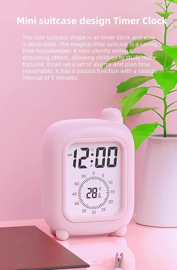Visual Timer Clock, Digital Alarm Clocks with Temperature Display, Countdown, Date Display, Creative Learning Gifts for Children, Suitable for Gym, Study Rooms, Office and Kitchen