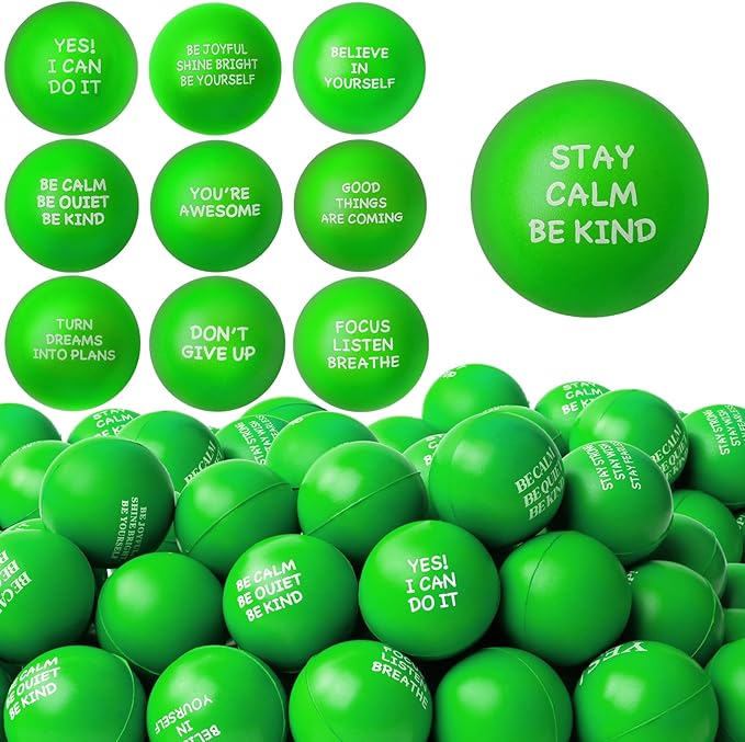 54PCS Motivational Stress Balls for Adults and Kids - Stress Balls Bulk Soft Sponge Squeeze Toys with Inspirational Quotes | Office Classroom Stress Relief Gifts | Anxiety Relief Fidget Toys
