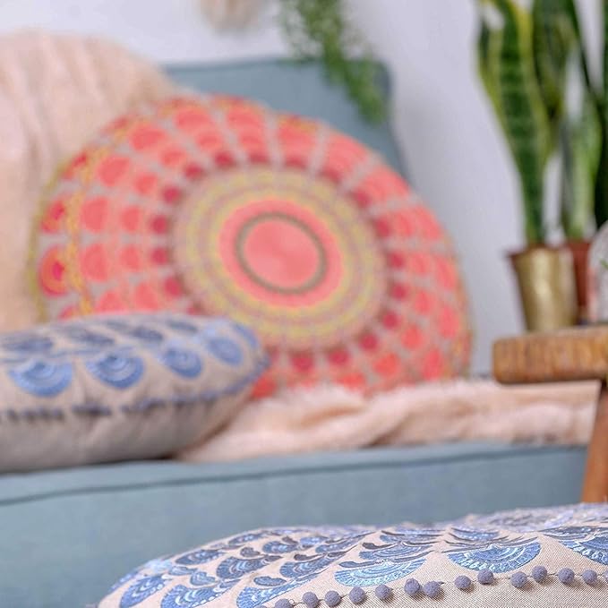 Mandala Life ART Bohemian Meditation Cushion Cover –Luxury, Artisan Room Décor Floor Pillow Case for Yoga, and Boho Chic Seating Area Floor Pillow – Accent Your Living Room, Bedroom, Kids