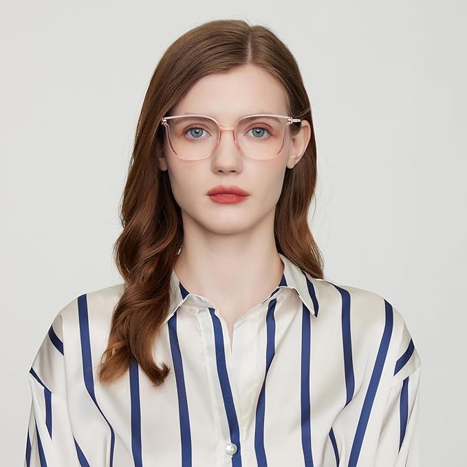 GUDVUE Oversized Blue Light Glasses, Computer Reading/Gaming/Phones Glasses, Anti Glare/UV400/Eye Strain, Large Square Frame