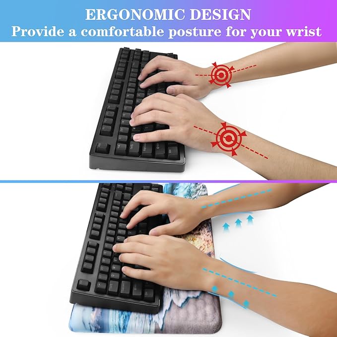 Computer Keyboard Stand with Wrist Rest, Ergonomic Tilted Keyboard Holder - Keyboard Riser with Wrist Pad - Keyboard Tray Support for Office Home - Beach
