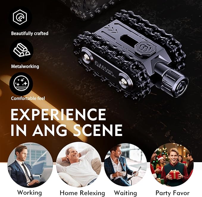 4 in 1 Fidget Slider Roller Chain Spinner Combo, Metal Chain Fidget Toy with Tactile Feedback & Clicking Sounds, Stress Relief Sensory Toy for Adults, Focus Tool for Work Study Waiting