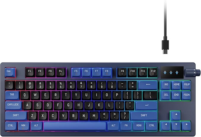 GAMDIAS Hermes E7 Wired Gasket 75% RGB Mechanical Keyboard, Volumn Control Knob, Hot Swappable Linear Red Switch, Backlit RGB with PBT Keycaps, Anti-ghosting with N-Key Rollover