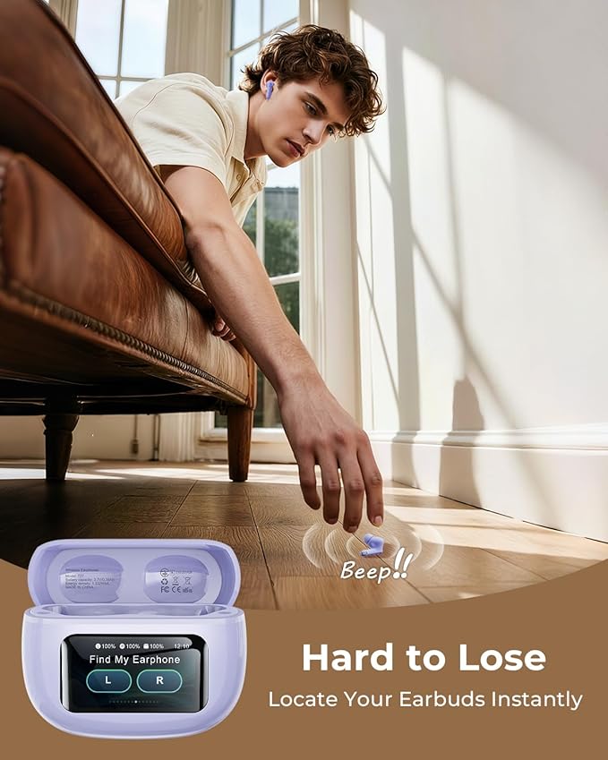 Wireless Earbuds, Black Plastic in-Ear Headphones with Touch Control, Bluetooth 5.0, Noise Cancellation, Charging Case, for Music