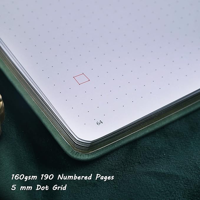 TIEFOSSI Bullet Dot Notebooks, A5 Hardcover Dot Journals for Writing Women, 160gsm Thick Paper, 190 Numbered Pages, for Planner Organization