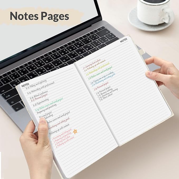 SUNEE 2026 Weekly & Monthly Hardcover Planner 5.5" x 8.3" - 12 Month (January 2026 - December 2026), Small Hardcover Planner, Pocket, Notes, 100 GSM Paper, Beige