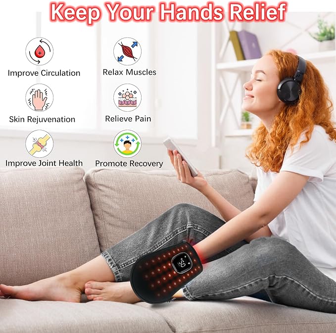 Red Light Therapy for Hand Pain Relief with 660nm & 850nm Infrared Light, 5 Modes, Timer, Cordless Rechargeable LED Near Infrared Light Therapy Gloves Device for Arm/Forearm/Finger/Wrist Joint