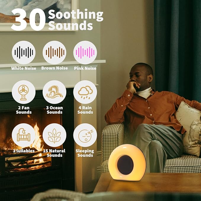 Sound Machine White Noise Machine with 30 Soothing Sounds 36 Levels Volume 5 Timers and Memory Function Effectively Blocks Noise Ideal Sleep Machine for Baby Kids Adults Colors Night Light