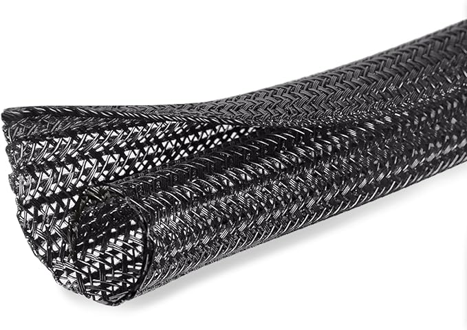 25ft - 1/4 inch Cord Protector Cable Sleeve Split Wire Loom Tubing for Power Cord Audio USB Cable, Cord Sleeve Cable Management for TV Computer, Cord Protectors from Pets Chewing, Black