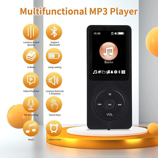 128GB MP3 Player with Bluetooth - Portable Music Player for Kids - with Built-in HD Speaker, Voice Recorder, HiFi Sound, E-Book (Included Earphones)