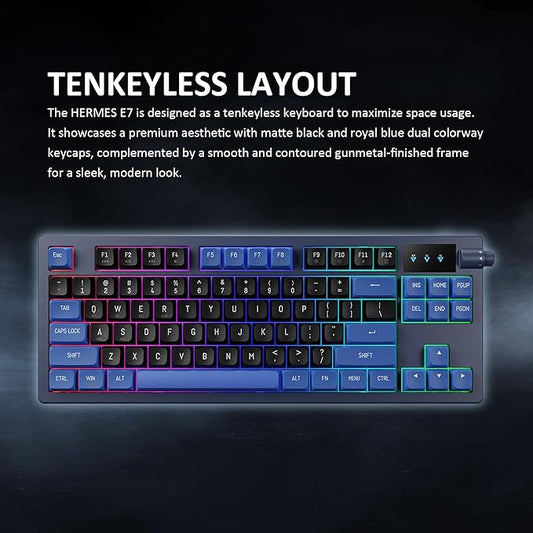 GAMDIAS Hermes E7 Wired Gasket 75% RGB Mechanical Keyboard, Volumn Control Knob, Hot Swappable Linear Red Switch, Backlit RGB with PBT Keycaps, Anti-ghosting with N-Key Rollover
