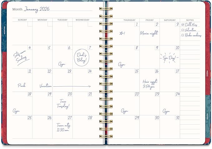 Orange Circle Studio Undated Tri-Tab Academic Planner 2026, Garden Renaissance, Daily Notebook Journal, Cute Weekly and Monthly Calendar with Pocket, Stickers, Lined Pages for To Do lists and Planning