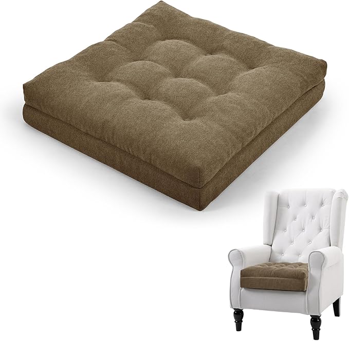 TANYOO Recliner Cushion Patent Dual Layer Fillings Chair Cushion for Elderly 20x20x4 Inches Extra Large Pad for Armchairs Booster Seat Cushions Pain Pressure Relief Brown