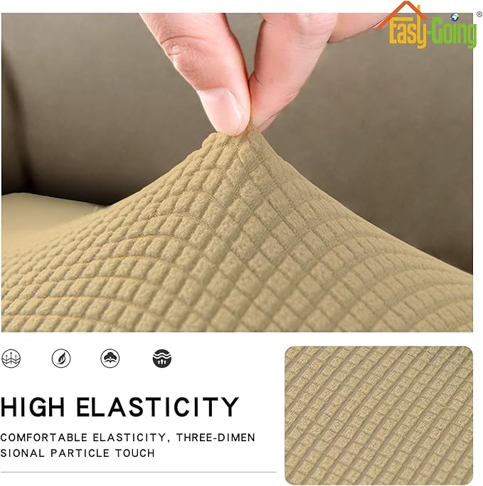 Easy-Going Stretch Cushion Cover Sofa Cushion Furniture Protector Sofa Seat Sofa slipcover Sofa Cover Soft Flexibility with Elastic Bottom(Oversized Sofa Cushion, Beige)