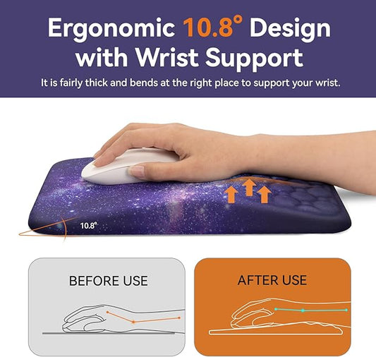 Ospelelf Ergonomic Mouse Pad with Wrist Rest Computer Comfortable Pain Relief Mousepad Wrist Support Bluish Violet