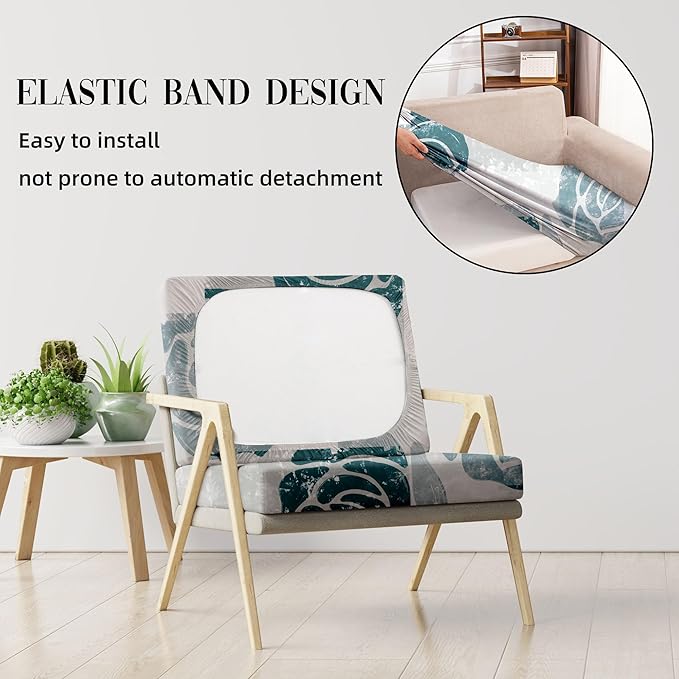 8Pcs Stretch Patio Cushion Covers Outdoor Cushion Cover, Jacquard Stretch Cushion Covers, Cover Replacement, Outdoor Sofa Covers, Washable Furniture Couch Cushion Cover (Blue Rose)