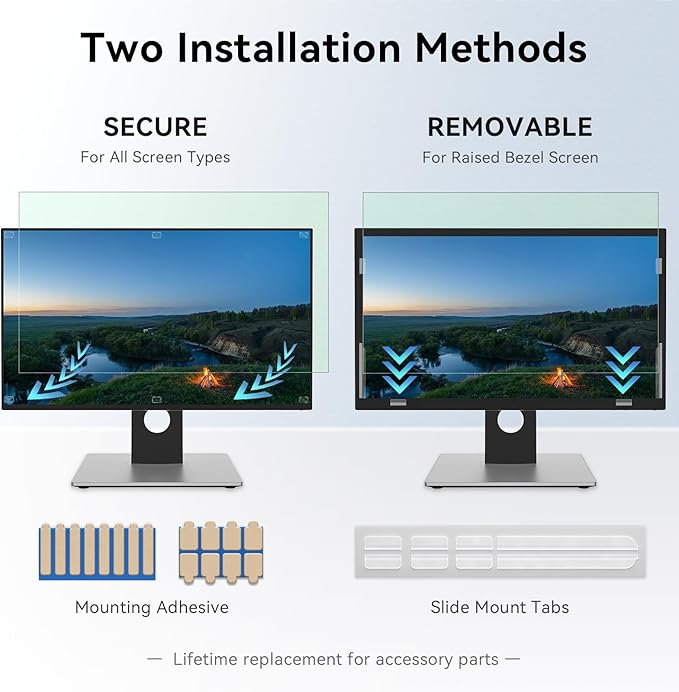 [2-Pack] 24 Inch Anti Blue Light Anti Glare Computer Screen Protector for 16:9 Widescreen Monitor, Removable Anti-Scratch Anti-UV Blocking Screen Filter, Eye Protection Reduce Eye Fatigue and Strain