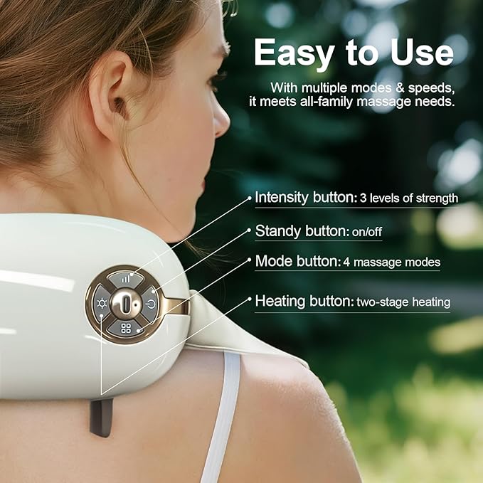 Shiatsu Back and Neck Massager with Heat, Cordless Shoulder Massager Pillow Rechargeable, 6D Kneading Neck Massage Pain Relief deep Tissue Gifts for Men Women Mom Dad