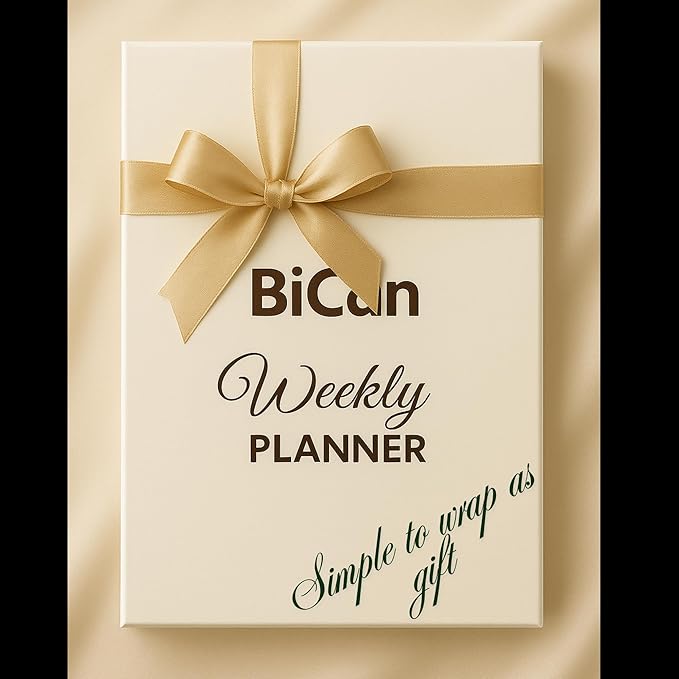 A5 Leather Planner & Journal Gift Set – Undated Weekly Spiral Notebook with Pen, Stickers & Box – Goal & Habit Tracker, Productivity Planner for Women & Men 5.8" x 8.0"