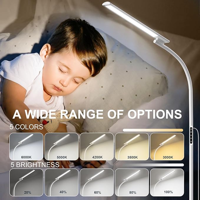 Happy Lamp,10000 Lux Happy Therapy Light, Floor Sun Therapy Lamp with 3 Adjustable Heights & 5 Colors & 5 Brightness Levels for Relaxing/Reading/Working