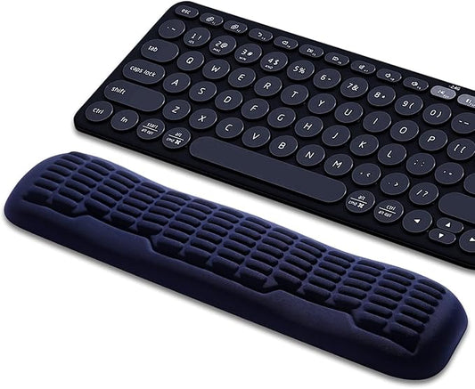 UnivoColors Memory Foam Keyboard Wrist Rest,Latest 3.0 Wave Curve Design,High-Resilience Memory Foam Non-Slip Base,Fits Compact Keyboards,Ideal for Work and Gaming(Navy)