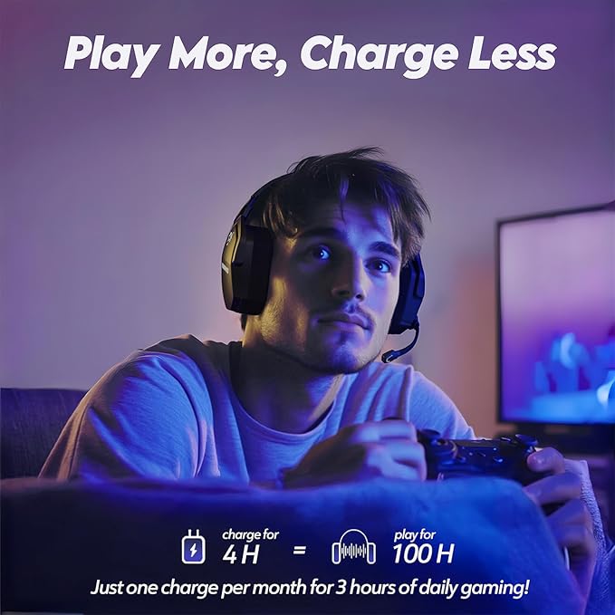 NUBWO Wireless Gaming Headset with Mic for Ps5 Ps4 PC, Zero Interference, 100-Hour Battery All-Day Play, 23ms Sync for Fortnite & Call of Duty/FPS Gamers, Triple Mode All Devices Compatible - Gray