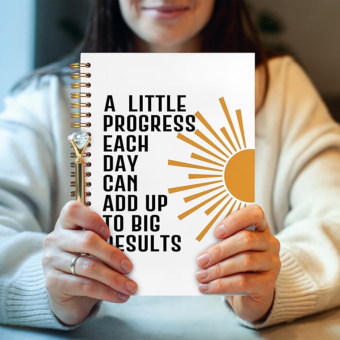 Inspirational Mental Health Spiral Notebook 5.5x8.3, a Little Progress Each Day Can Add Up to Big Results Motivational Journal, Inspirational Mental Health Gifts for Women