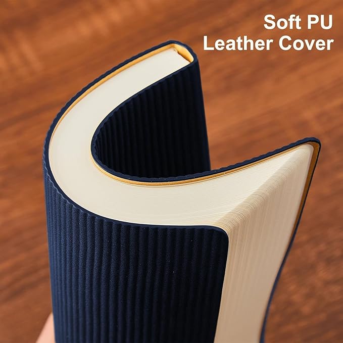 Lined Journal Notebook for Work College Ruled Note Book 5.79"x8.27" A5 PU Leather Daily Journaling 216 Pages for Women Men Writing Home School Supplies Business (A5 Lined 216pages, 04-Dark Blue)