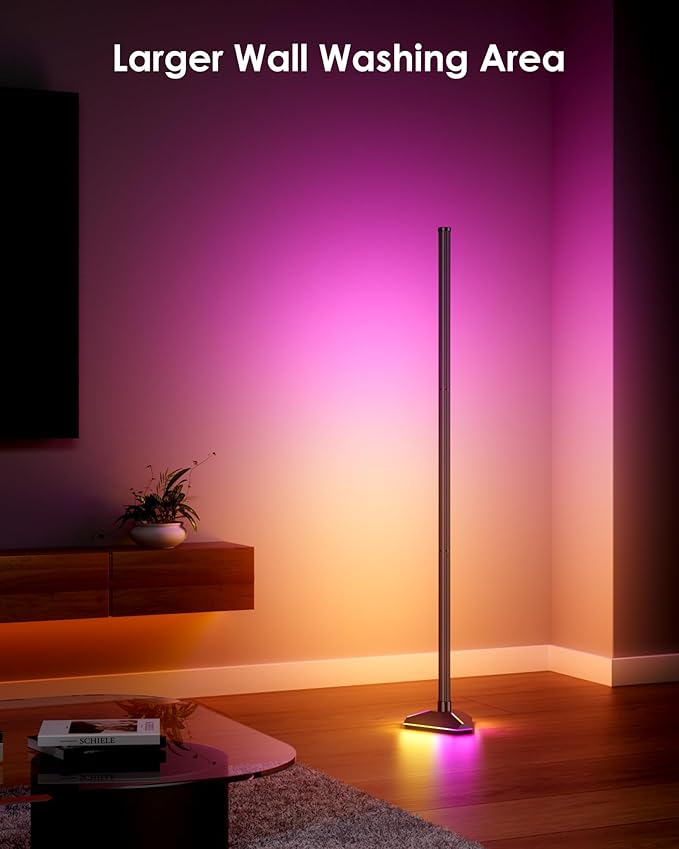 2PCS Floor Lamp with Illuminate Base, 50" RGB+IC Cool White LED Floor Lamp Color Changing 24V with Music Sync 16 Million DIY Colors Modern Smart Stand Lamp for Bedroom, Living Room, Studio