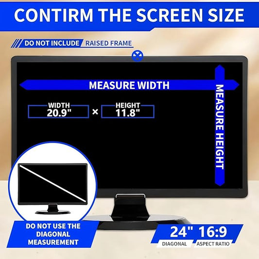 24 Inch Computer Privacy Screen Filter for 16:9 Widescreen Monitor, Removable Eye Protection Anti Glare Blue Light Filter Privacy Shield, Anti Spy Screen Protector Film 24 In