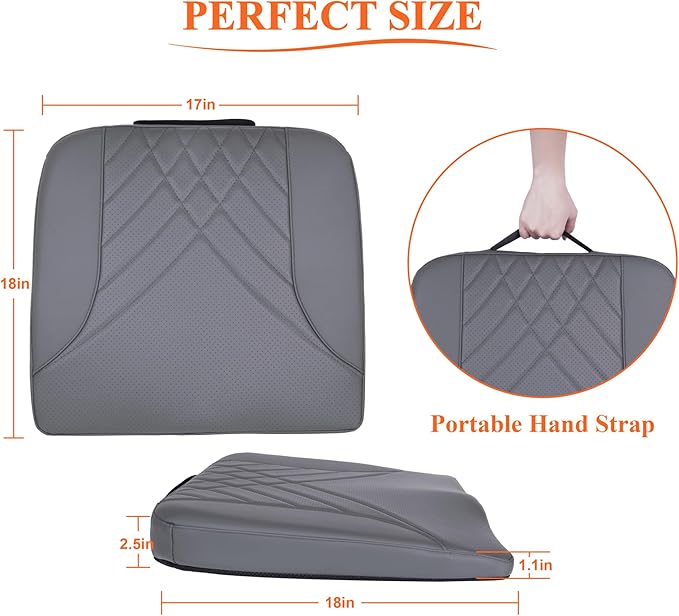 kingphenix Premium Car Seat Cushion, Memory Foam Driver Seat Cushion to Improve Driving View- Coccyx & Lower Back Pain Relief - Seat Cushion for Car, Truck, Office Chair (Dark Gray)