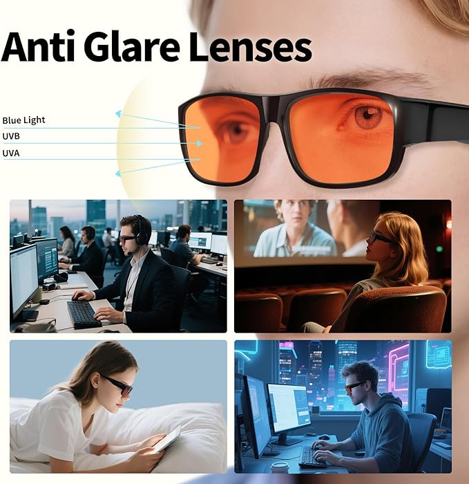 Blue Light Blocking Glasses, 99.9% Blue Light Filter Glasses, Anti Eye Fatigue for Gamers and Office Workers, Experience Comfort for Computers, Smartphones, and TVs