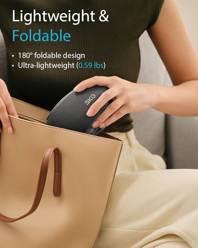 SKG Heated Eye Massager, Portable Eye Mask for Relax & Eye Strain Relief, Bluetooth Massaging Eye Massager Ideal Mother's Day/Birthday Gift for Mom, Dad, Women, Men