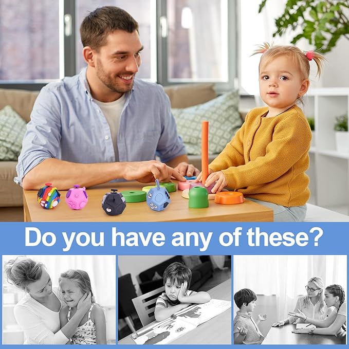 Small Fidget Toys,12 Sided Fidget Toys,Mini Cube Toys Relief Stress,Autism and Anxiety Depression Anti for Kids Adults Improve Focus (Grey)