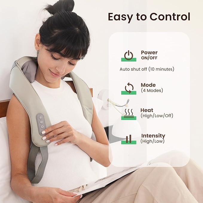 Cordless Neck and Shoulder Massager, Graphene Heating, Upgraded Shiatsu Back Massager Pillow for Neck, Shoulder