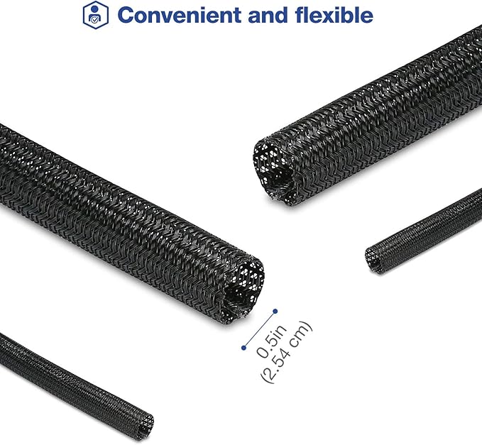 JOTO 1 Pack Cable Management Sleeve, 15 Feet Cord Organizer System with Zipper for TV Computer Office Home Entertainment, Flexible Cable Sleeve Wrap Cover Wire Hider System -Black