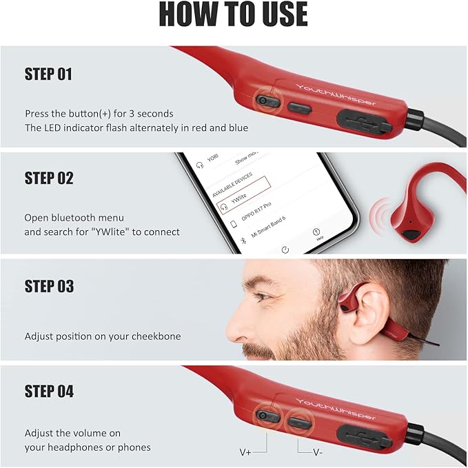 Bone Conduction Headphones Bluetooth - Open-Ear Earbuds, Wireless Headset with Mic, Titanium Lightweight Sweat Resistant for Workout Running Hiking Driving Bicycling