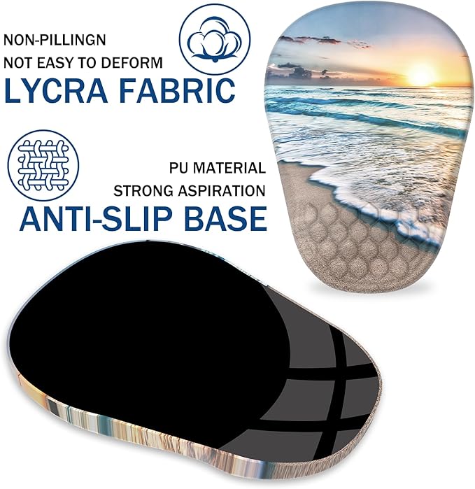 Ergonomic Mouse Pad Wrist Support, with Memory Foam & Non-Slip PU Base, Comfortable Massage Design Mouse Pad Relieve Wrist Fatigue&Pain, Suitable for Computer, Office and Home(04Sunrise Beach)