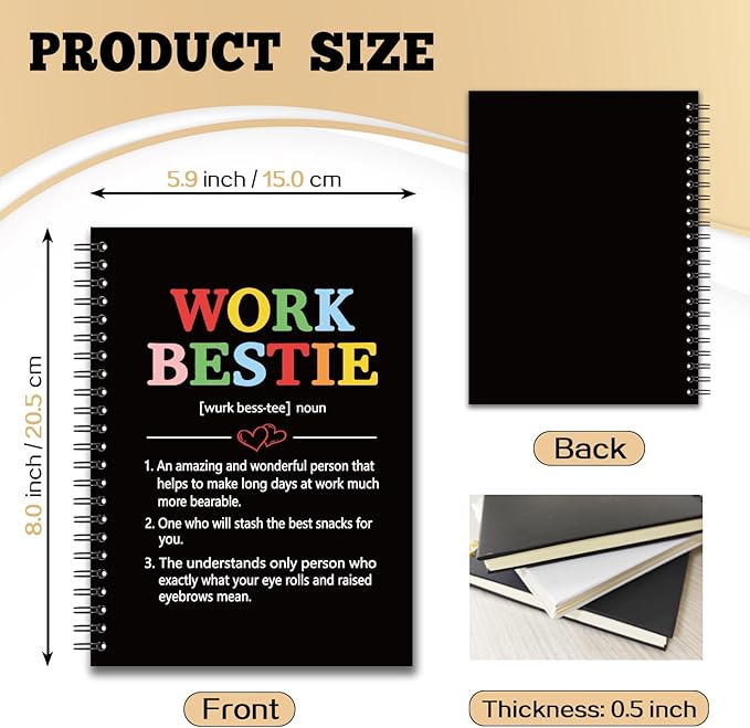 YAZMEEN Work Bestie Blank Spiral Notebook（160 Pages） Work Bestie Definition Hardcover Journal Employee Appreciation Gift Coworker Leaving Gift Funny Notebook Birthday Gift for Colleague Best Friend