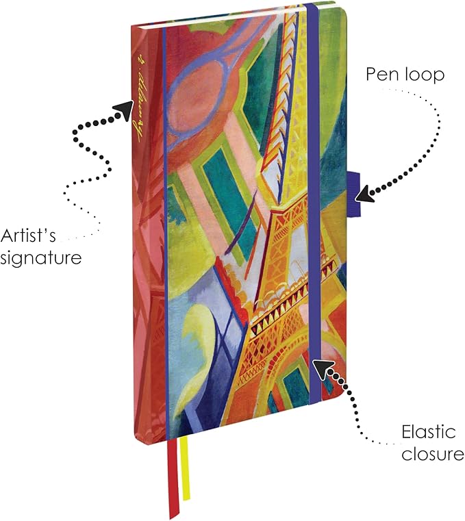 RainCaper Vegan Leather Journal Notebook, 160 Dot-Grid Pages, 5.7 inches x 8 inches, Journal - Delaunay Eiffel Tower