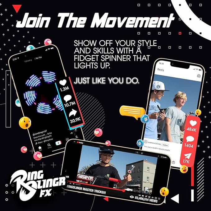 RingSlingr Energy Blast Green Fidget Spinner Toy, Durable, Portable LED Fidget Toy for Young Adults and Kids, Light Up Spinner Toy