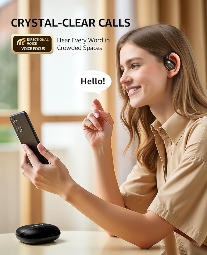 Open-Ear Bluetooth Wireless Earbuds: Wireless Headphones for Runners & Cyclists - IPX7 Waterproof - 5.4 Bluetooth Ear Buds with LED Digital Display for Sport, Gym, Workout