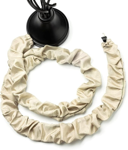 2 Pcs Fabric Cord Cover & Chandelier Chain Cover Each 6 Feet Long, Easy to Install, Ideal for Chandeliers, Lighting, Wire, Cable Management and Hiding (Grey)