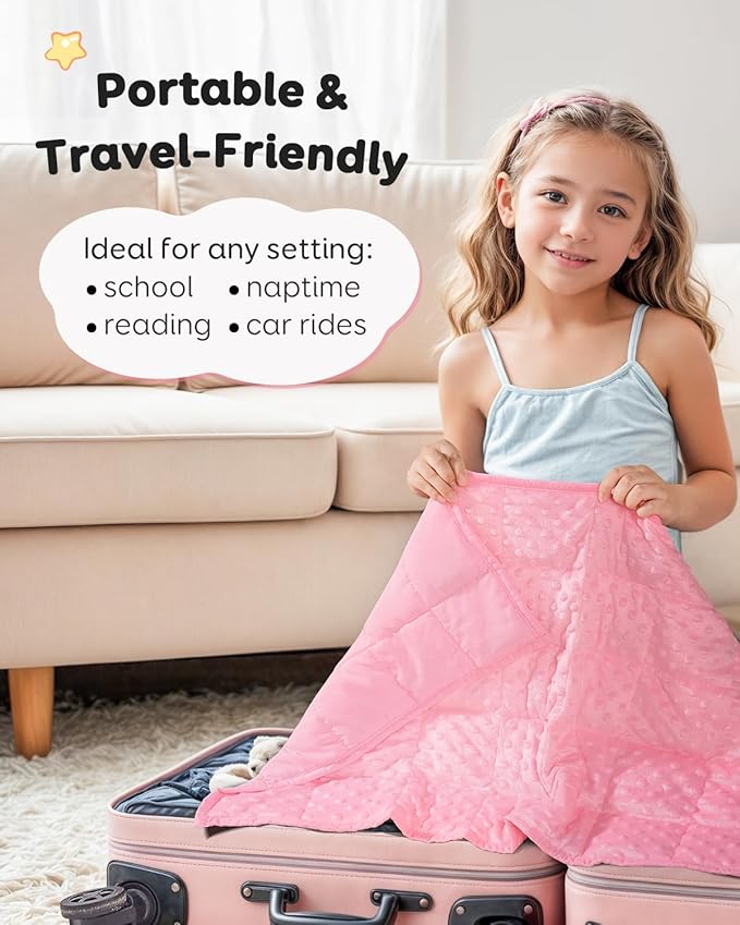 Kivik Weighted Lap Pad, Minky Dots Small Weighted Blanket 2lbs, 20"x30", Ultra-Soft Weighted Throw Blankets, All-Season Cozy Breathable Mini Lap Blanket for Calming and Better Sleep, Washable, Pink