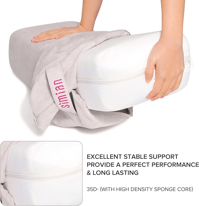 Simian Premium Meditation Bolster - Rectangular Support Cushion with Velvet Cover, Washable, for Restorative & Yin Yoga