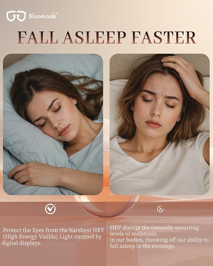 Bloomoak Cat-Eye Blue-Light Glasses | 99% Filter Amber Lens |Oversized frames Make you Look Younger| Sleep & Gaming