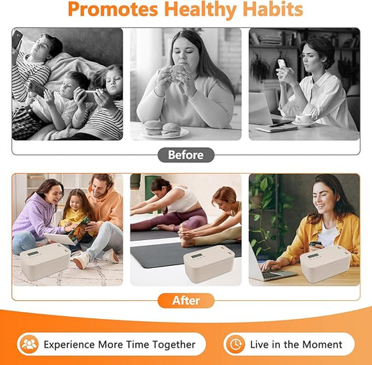 Timed Lock Box for Phone & Snacks | 2-in-1 Smart Lock with Digital Timer & Quick Access | BPA-Free Refrigerator Safe Container for Medicine,Electronics (5.5x5.5x6.3in)