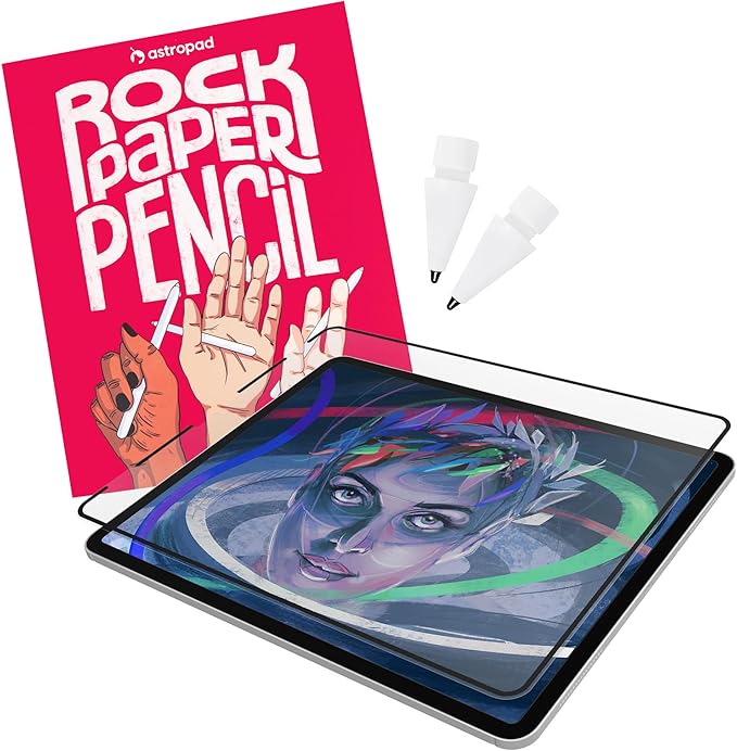 Astropad Rock Paper Pencil v2.0 – Paper Screen Protector for iPad 10.2 (7th, 8th, 9th Gen) + point Apple Pencil Tips 2 Pack – Compatible with Apple Pencil 1st and 2nd Gen