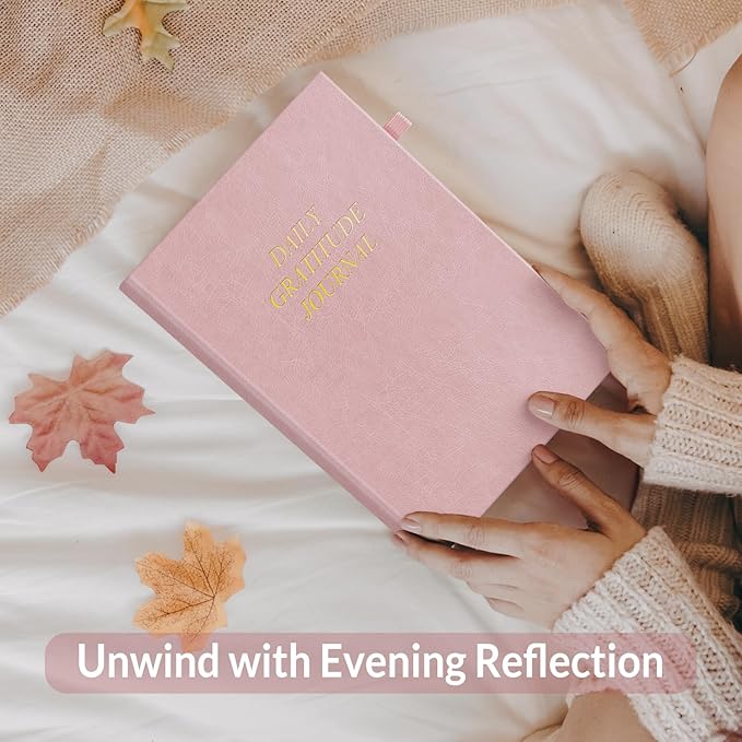 SUNEE Daily Gratitude Journal – Simple 5 Minute Journal for Daily Reflection, Build Positivity and Mindfulness, Undated Minimalist Planner for Women & Men (Pink)