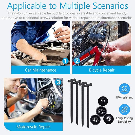 100pcs Nylon Universal Cable Tie Buckle - Zip Ties Heavy Duty Self-Locking, Uv Resistant Plastic Fasteners For Car Daily Repair (Engine Guard, Fenders, Trunk),Wire Bundling Home & Garage Use